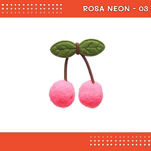 Aplique Pom Pom Cereja - Pacote c/100 unidades - Laços e artesanato COR:ROSA-NEON-03