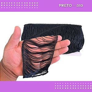 Franja De Tecido Acetinado - 10cm - Grade De Cores - Rolo C/10 Mts Cor:Preto-310