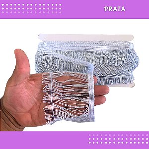 Franja De Tecido Acetinado - 10cm - Grade De Cores - Rolo C/10 Mts Cor:Prata