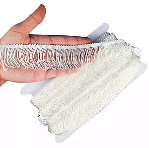 Franja de Tecido Acetinado - 10cm - Grade de Cores - Rolo C/10 Mts COR:NATURAL-296
