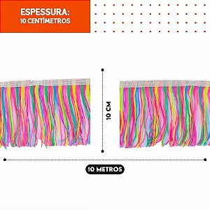 Franja de Tecido Acetinado - 10cm - Grade de Cores - Rolo C/10 Mts COR:BRANCO-101