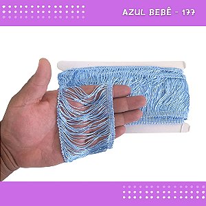 Franja De Tecido Acetinado - 10cm - Grade De Cores - Rolo C/10 Mts Cor:Azul-Bebe-177