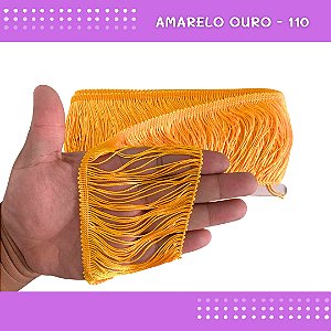 Franja De Tecido Acetinado - 10cm - Grade De Cores - Rolo C/10 Mts Cor:Amarelo-Ouro-110