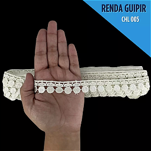 Renda Guipir CHL-005 - 2.0 Cm - Rolo C/13.7 Mts Cor:Natural
