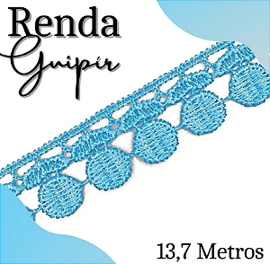 Renda Guipir CHL-005 - 2.0 Cm - Rolo C/13.7 Mts Cor:Azul-Turquesa