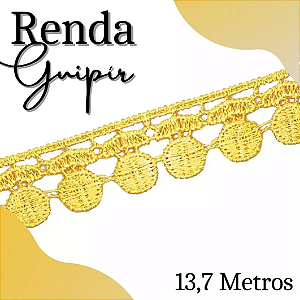 Renda Guipir CHL-005 - 2.0 Cm - Rolo C/13.7 Mts Cor:Amarelo-Canario