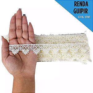 Renda Guipir CHL-016 - 2.5 Cm -  Rolo C/13.7 Mts Cor:Natural
