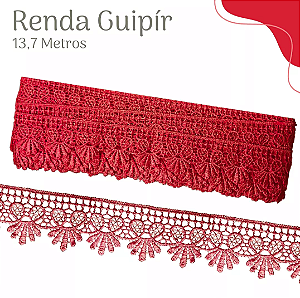 RENDA GUIPIR CHL-109 3.0 CM -  ROLO C/13.7 METROS Cor:Vermelho