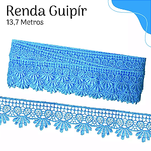 RENDA GUIPIR CHL-109 3.0 CM -  ROLO C/13.7 METROS Cor:Azul-Turquesa
