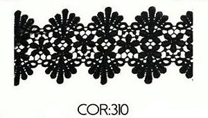 Renda Guipir CHL-055 10.0 Cm -  Rolo C/13.7 Mts Cor:Preto