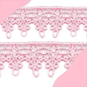Renda Guipir CHL-120 - 1.5 Cm -  Rolo C/13.7 Metros Cor:Rosa-Bebe