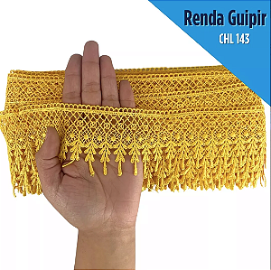 Renda Guipir CHL-143 - 6.0 Cm -  Rolo C/13.7 Metros Cor:Amarelo-Ouro