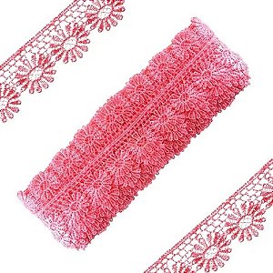 Renda Guipir CHL-149 3.0 Cm -  Rolo C/13.7 Metros Cor:Rosa-Chiclete