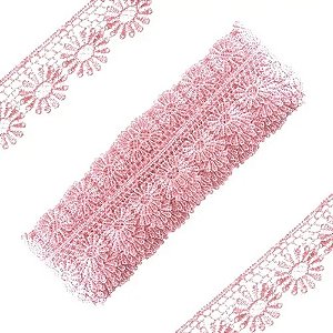 Renda Guipir CHL-149 3.0 Cm -  Rolo C/13.7 Metros Cor:Rosa-Bebe