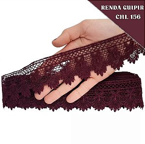 Renda Guipir CHL-156 5.0 Cm -  Rolo C/13.7 Metros Cor:Vinho