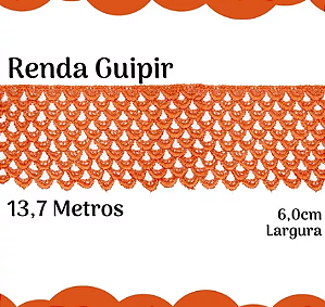 Renda Guipir CHL-160 - 6.0 Cm -  Rolo C/13.7 Metros Cor:Laranja