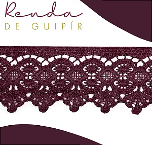 Renda Guipir CHL-162 - 5.0 Cm -  Rolo C/13.7 Metros Cor:Vinho