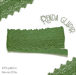 Renda Guipir CHL-162 - 5.0 Cm -  Rolo C/13.7 Metros Cor:Verde-Oliva