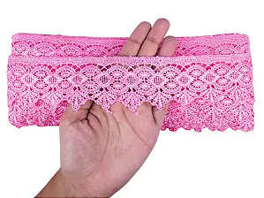 Renda Guipir CHL-162 - 5.0 Cm -  Rolo C/13.7 Metros Cor:Rosa-Chiclete
