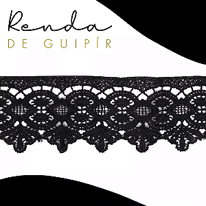 Renda Guipir CHL-162 - 5.0 Cm -  Rolo C/13.7 Metros Cor:Preto