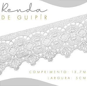 Renda Guipir CHL-162 - 5.0 Cm -  Rolo C/13.7 Metros Cor:Branco