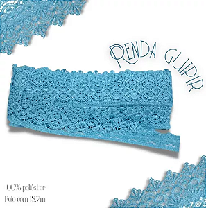 Renda Guipir CHL-162 - 5.0 Cm -  Rolo C/13.7 Metros Cor:Azul-Turquesa