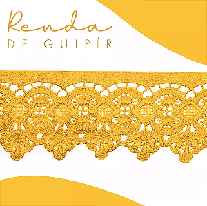 Renda Guipir CHL-162 - 5.0 Cm -  Rolo C/13.7 Metros Cor:Amarelo-Ouro