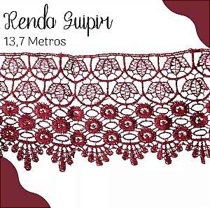 Renda Guipir CHL-185 9.9 Cm -  Rolo C/13.7 Metros Cor:Vinho-Claro