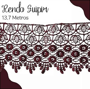 Renda Guipir CHL-185 9.9 Cm -  Rolo C/13.7 Metros Cor:Vinho