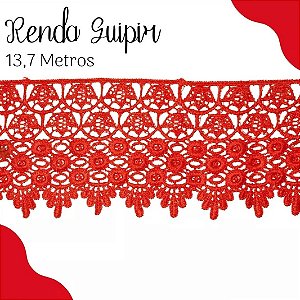 Renda Guipir CHL-185 9.9 Cm -  Rolo C/13.7 Metros Cor:Vermelho