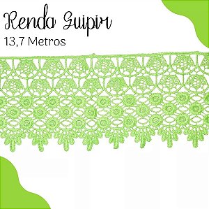Renda Guipir CHL-185 9.9 Cm -  Rolo C/13.7 Metros Cor:Verde-Limao