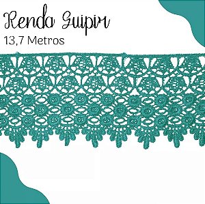 Renda Guipir CHL-185 9.9 Cm -  Rolo C/13.7 Metros Cor:Verde-Jade