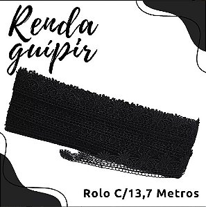 Renda Guipir CHL-425 3.5 Cm -  Rolo C/13.7 Metros Cor:Preto