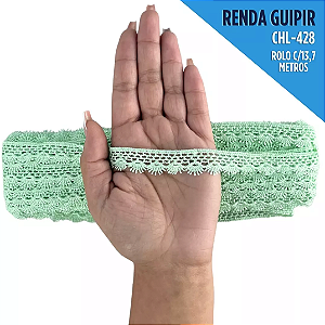 Renda Guipir CHL-428 2.0 Cm -  Rolo C/13.7 Metros Cor:Verde-Bebe