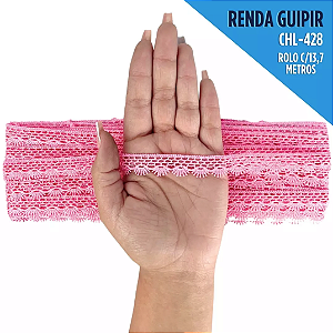 Renda Guipir CHL-428 2.0 Cm -  Rolo C/13.7 Metros Cor:Rosa-Chiclete
