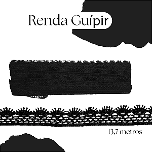 Renda Guipir CHL-428 2.0 Cm -  Rolo C/13.7 Metros Cor:Preto