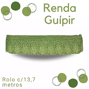 Renda Guipir CHL-435 5.0 Cm -  Rolo C/13.7 Metros Cor:Verde-Limao