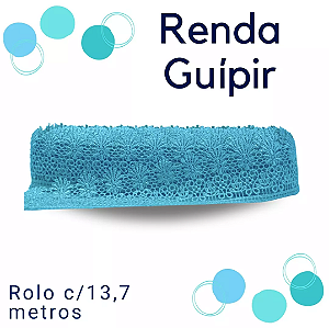 Renda Guipir CHL-435 5.0 Cm -  Rolo C/13.7 Metros Cor:Azul-Turquesa