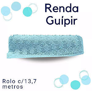 Renda Guipir CHL-435 5.0 Cm -  Rolo C/13.7 Metros Cor:Azul-Bebe