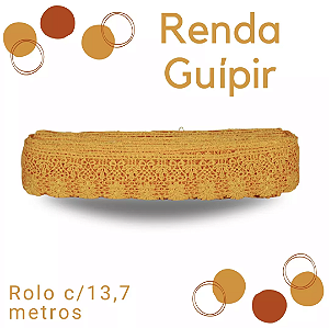 Renda Guipir CHL-435 5.0 Cm -  Rolo C/13.7 Metros Cor:Amarelo-Ouro