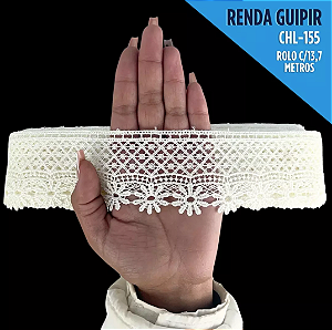 Renda Guipir CHL-155 - 4.5 Cm -  Rolo C/13.7 Metros Cor:Natural