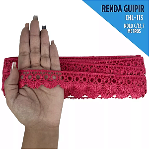 Renda Guipir CHL-113 - 2.5 Cm -  Rolo C/13.7 Mts Cor:Pink-Claro