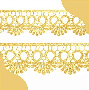 Renda Guipir CHL-113 - 2.5 Cm -  Rolo C/13.7 Mts Cor:Amarelo-Ouro