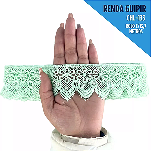 Renda Guipir CHL-133 - 6.0 Cm -  Rolo C/13.7 Metros Cor:Verde-Bebe
