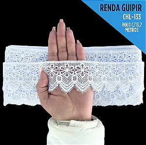 Renda Guipir CHL-133 - 6.0 Cm -  Rolo C/13.7 Metros Cor:Branco