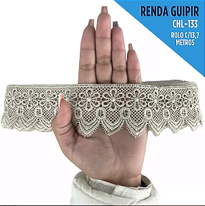 Renda Guipir CHL-133 - 6.0 Cm -  Rolo C/13.7 Metros Cor:Bege