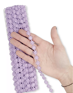 Renda Guipir CHL-207 FLOR 1.0 Cm -  Rolo C/13.7 Metros Cor:Lilas
