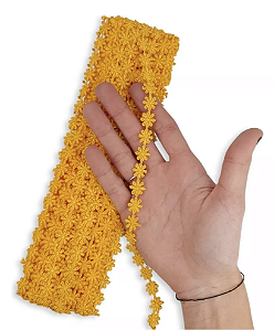 Renda Guipir CHL-207 FLOR 1.0 Cm -  Rolo C/13.7 Metros Cor:Amarelo-Ouro