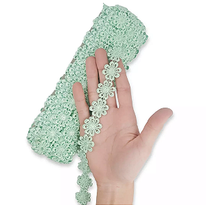 Renda Guipir CHL-207 Flor 2.5 Cm - Rolo C/13.7 Metros Cor:Verde-Bebe