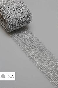 Renda Guipir CHL-419 Entremeio 4.0 Cm - Rolo C/13.7 Metros Cor:Prata